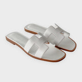 Hermes Women's Oran Sandal In White, Size 39