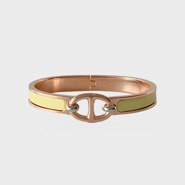 Hermès Mini Clic Chaine D'Ancre Bracelet In Poussin Yellow And Rose Gold
