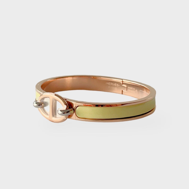 Hermès Mini Clic Chaine D'Ancre Bracelet In Poussin Yellow And Rose Gold