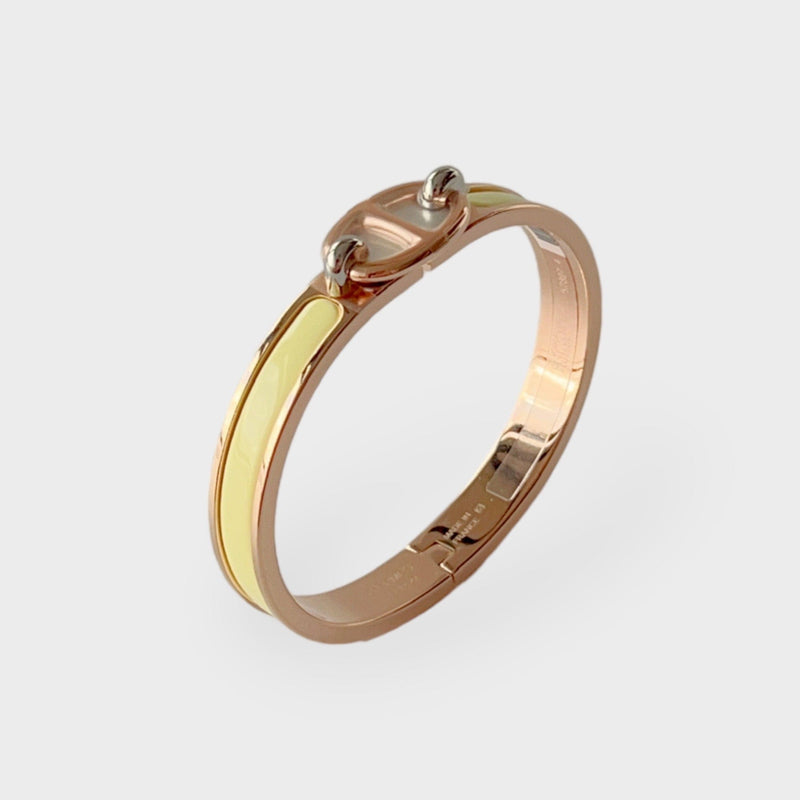 Hermès Mini Clic Chaine D'Ancre Bracelet In Poussin Yellow And Rose Gold