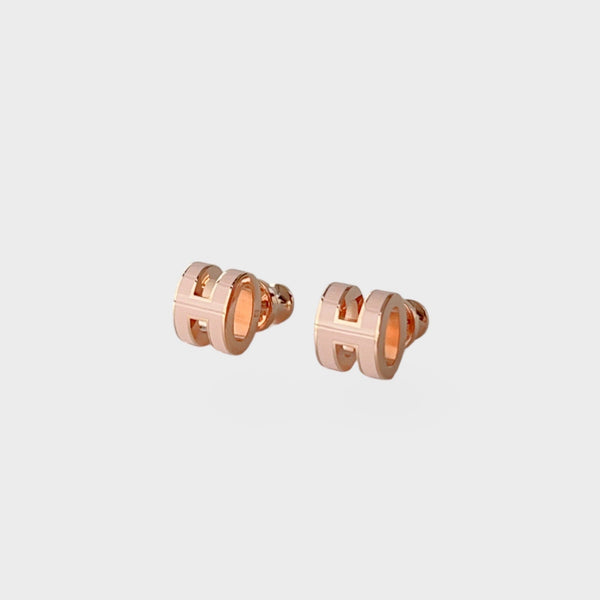 Hermes Mini Pop H Earring In Pink And Rose Gold