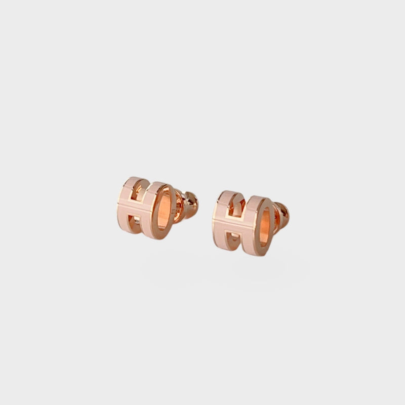 Hermes Mini Pop H Earring In Pink And Rose Gold