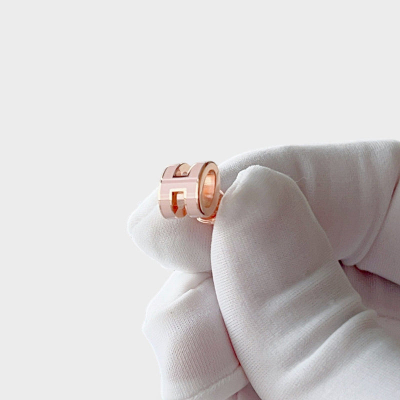 Hermes Mini Pop H Earring In Pink And Rose Gold