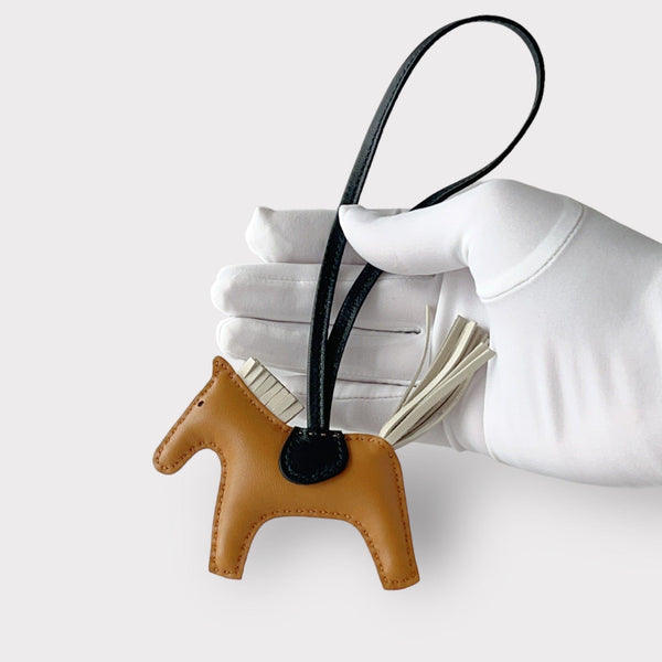 Hermes Rodeo PM Bag Charm In Sesame, Craie & Noir