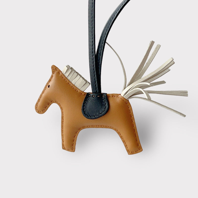 Hermes Rodeo PM Bag Charm In Sesame, Craie & Noir