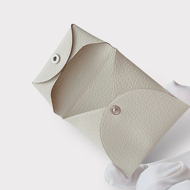Hermes Bastia Change Purse In Mushroom, Chevre Leather