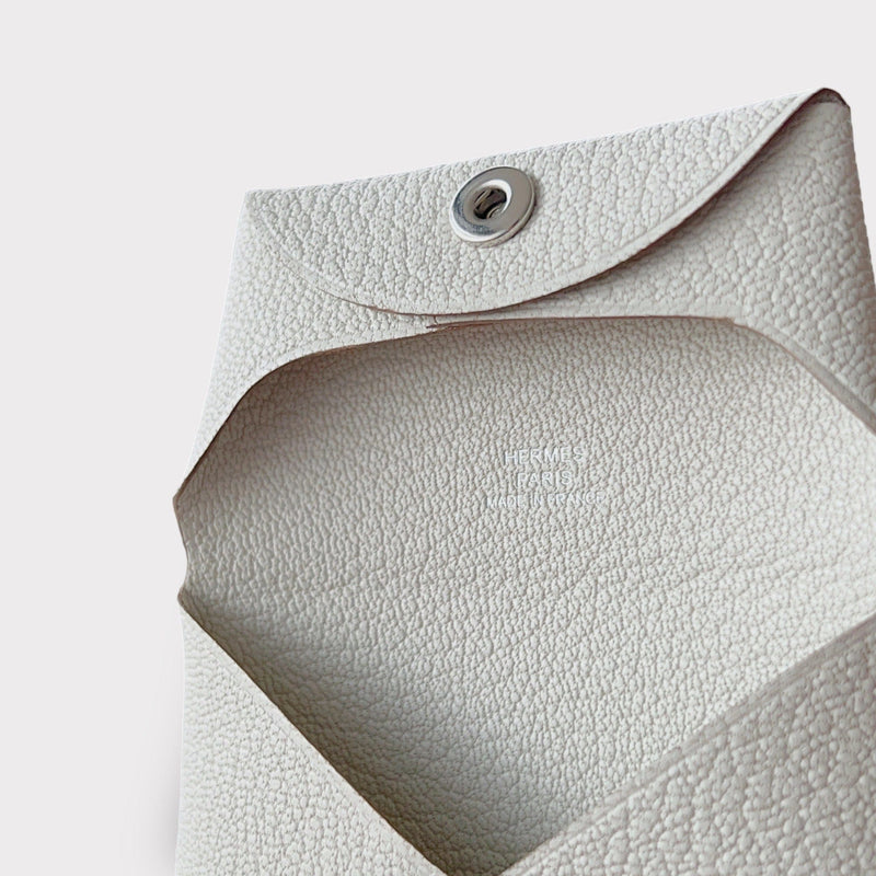 Hermes Bastia Change Purse In Mushroom, Chevre Leather