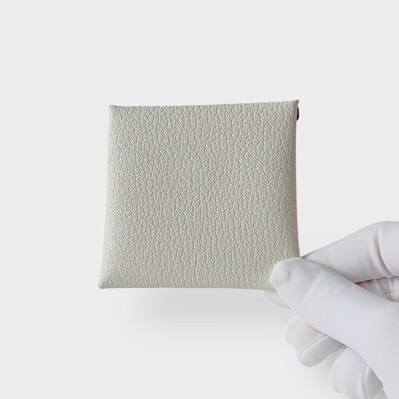 Hermes Bastia Change Purse In Mushroom, Chevre Leather
