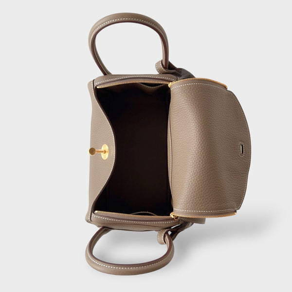 Hermes Lindy 26 Bag In Etoupe With Gold Hardware