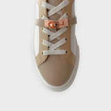 Hermes Women's Day Sneaker In Multicolore Blanc, Rose Gold, EU Size 39