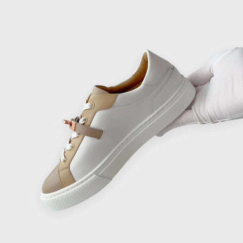 Hermes Women's Day Sneaker In Multicolore Blanc, Rose Gold, EU Size 39