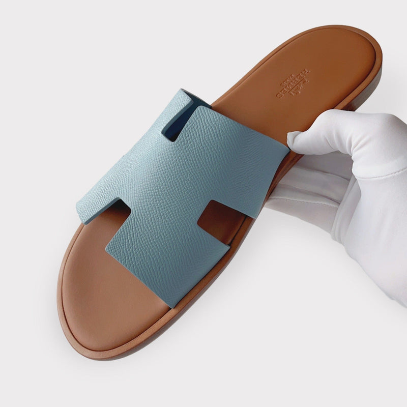 Hermes Men's Izmir Sandal In Vert D'eau, Blue, Size 42.5 EU