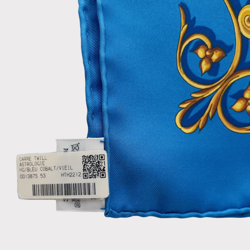 Hermes Astrologie Forever Scarf 90, Bleu Cobalt, Blue