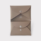 Hermes Calvi Duo Card Holder In Etoupe, Brown Epsom Leather