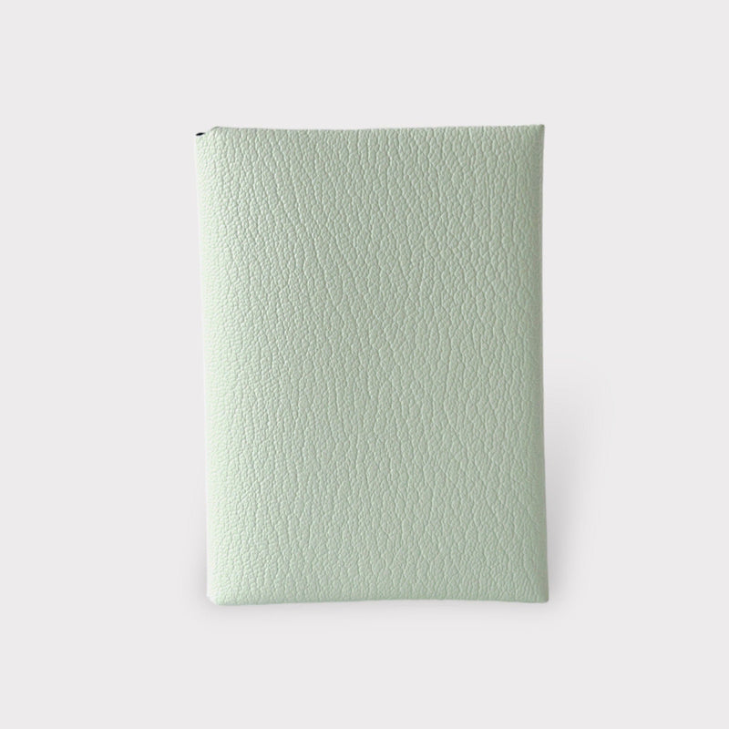 Hermes Calvi Duo Card Holder In Vert Fizz, Green Chevre Leather