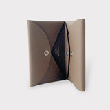 Hermes Calvi Duo Card Holder In Etoupe, Brown Epsom Leather
