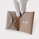 Hermes Calvi Duo Card Holder In Etoupe, Brown Epsom Leather