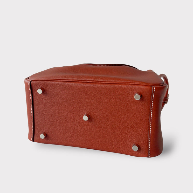 Hermes Lindy 26 Bag In Sienne With Palladium Hardware, Evercolor Leather