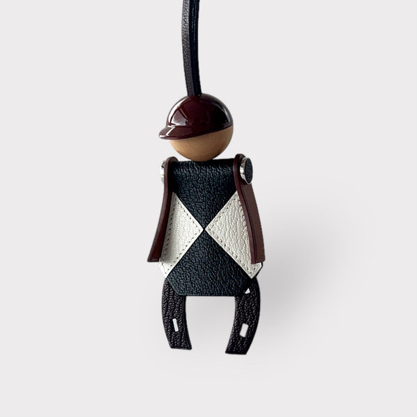 Hermès Jockey Charm In Mysore Leather, Rouge Sellier, Limited Charm