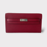 Hermes Kelly Classique To Go Wallet, In Rouge Grenat With Palladium Hardware