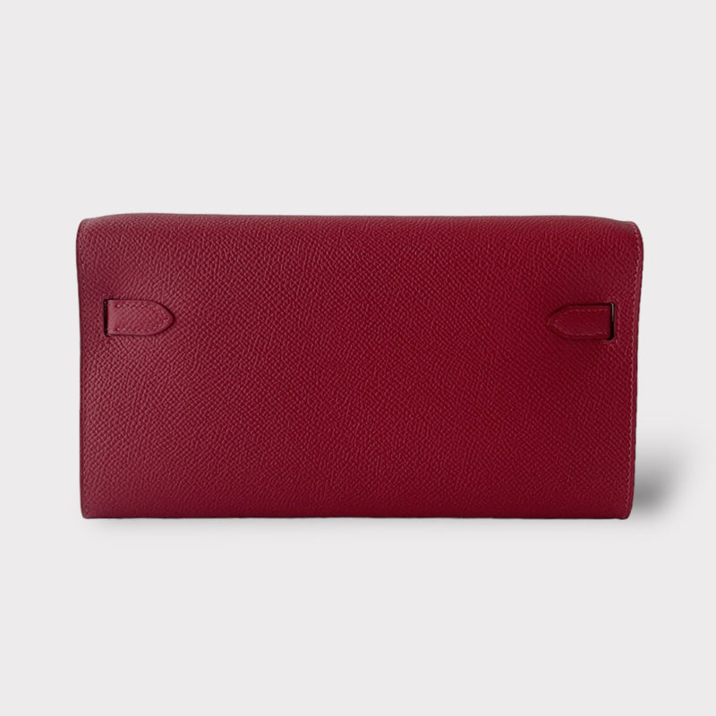 Hermes Kelly Classique To Go Wallet, In Rouge Grenat With Palladium Hardware