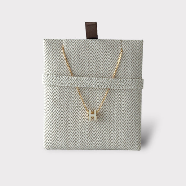 Hermes Mini Pop H Necklace In White & Yellow Gold