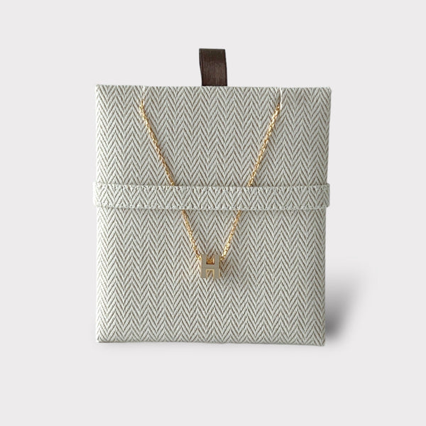 Hermes Mini Pop H Necklace In Marron Glace & Yellow Gold