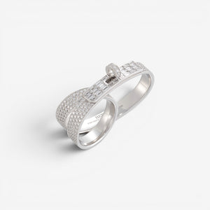 Hermès Kelly Gavroche Double Ring, White Gold, Size 50