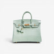 Hermès Birkin 25 in Vert d'Eau, Matte Porosus Crocodile, Gold Hardware