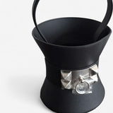 Hermes Mini Medor In Noir Epsom Leather And Palladium Hardware, K Stamp