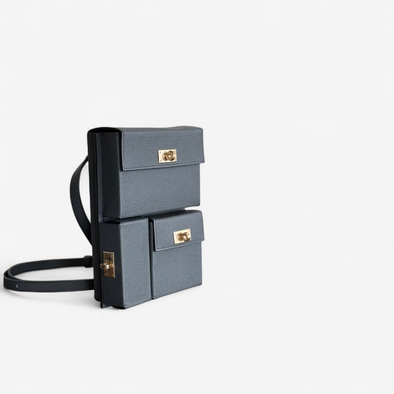 Hermès Kelly Multi-Pocket To Go Pouch, Gris Misty, Permabrass Hardware, K Stamp