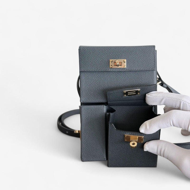 Hermès Kelly Multi-Pocket To Go Pouch, Gris Misty, Permabrass Hardware, K Stamp