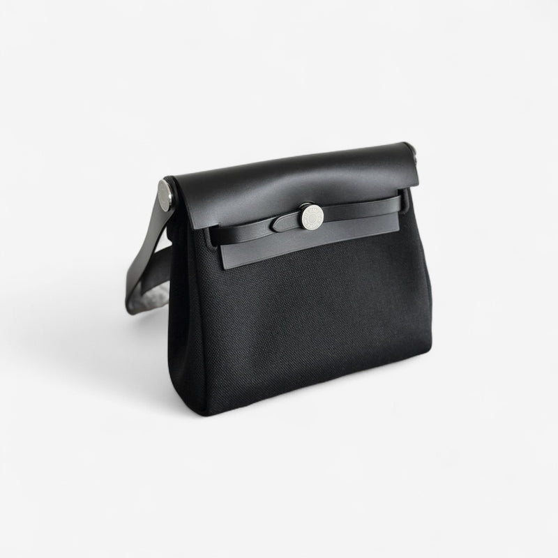 Hermes Mini Herbag 20, Noir With Gold Hardware, K Stamp