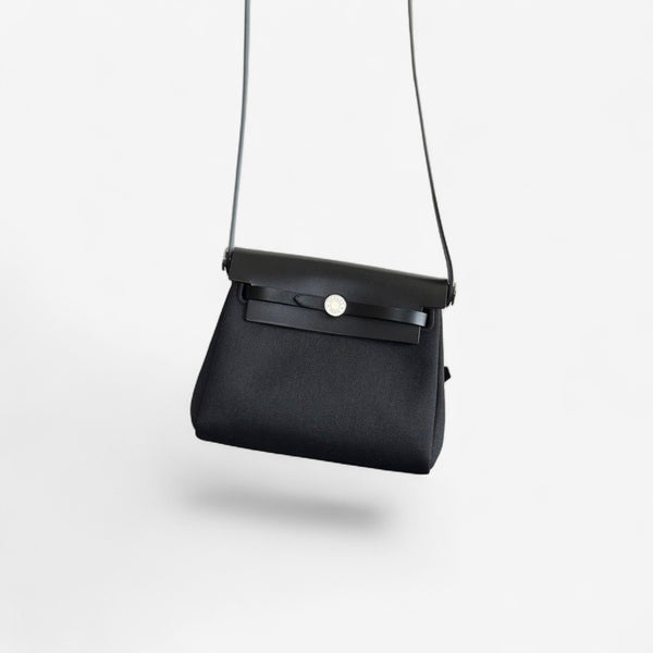 Hermes Mini Herbag 20, Noir With Gold Hardware, K Stamp