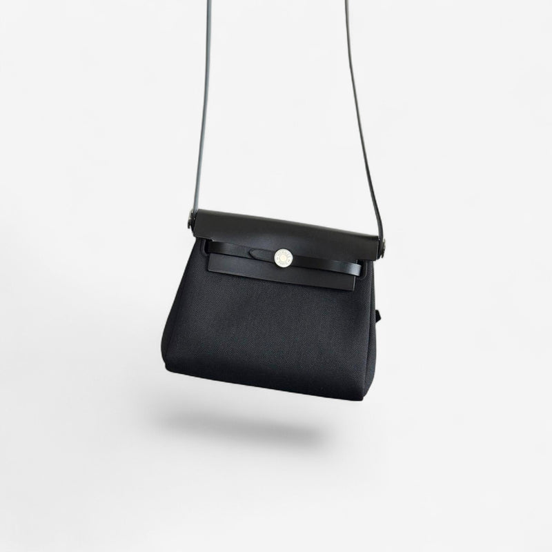 Hermes Mini Herbag 20, Noir With Gold Hardware, K Stamp