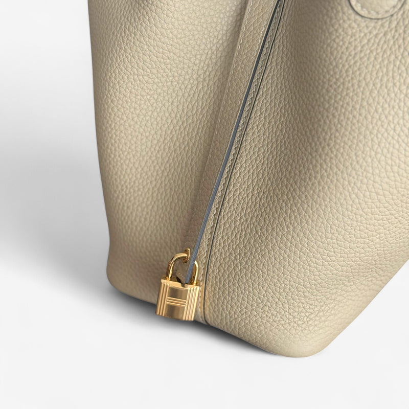 Hermes Picotin Lock Bag 18 In Trench Clemence Leather And Gold Hardware