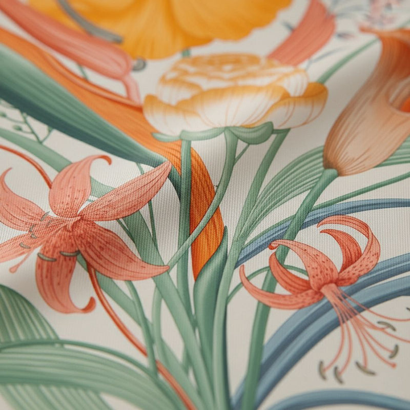 Hermes Bouquet Final Scarf in Gris Cendre, Orange & Vert