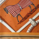 Hermes Couvertures et Tenues de Jour Bandana Scarf, Orange Cuit, Crème & Ardoise