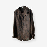 Hermes Women's Chemise Col Drape A Liens Marbre Mosaique Medor, Marron & Prune, 36