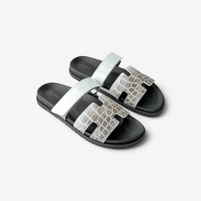 Hermès Men’s Chypre Sandal, 43, Himalaya Crocodile