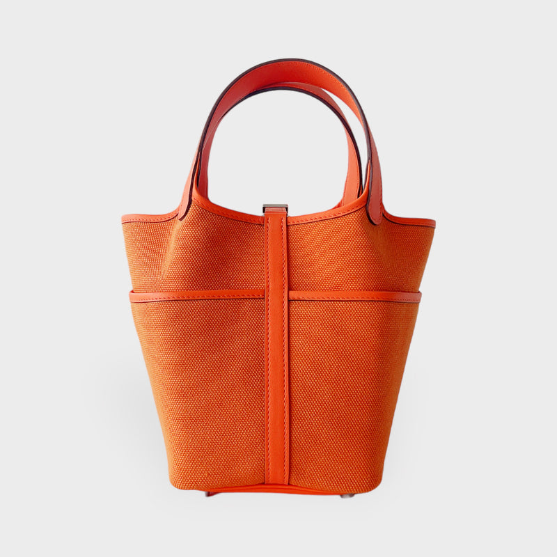 Hermes Cargo Picotin Lock Bag 18 In Orange With Palladium Hardware