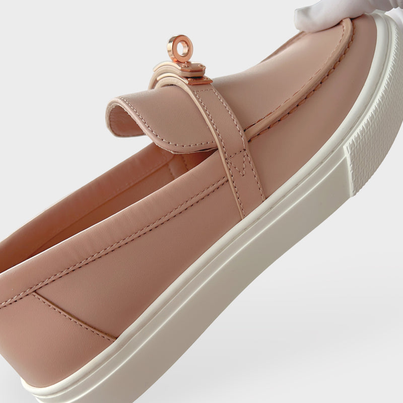 Hermes Women's Game Sneaker In Beige Nude, Leather, Size 37.5 EU