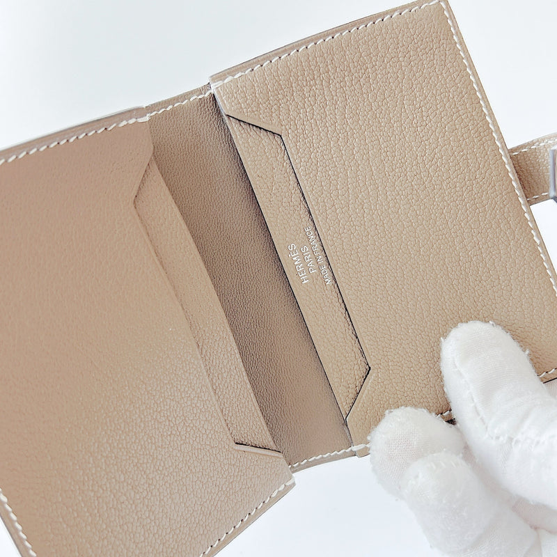 Hermes Bearn Cardholder In Etoupe With Palladium Closure - Found Fashion