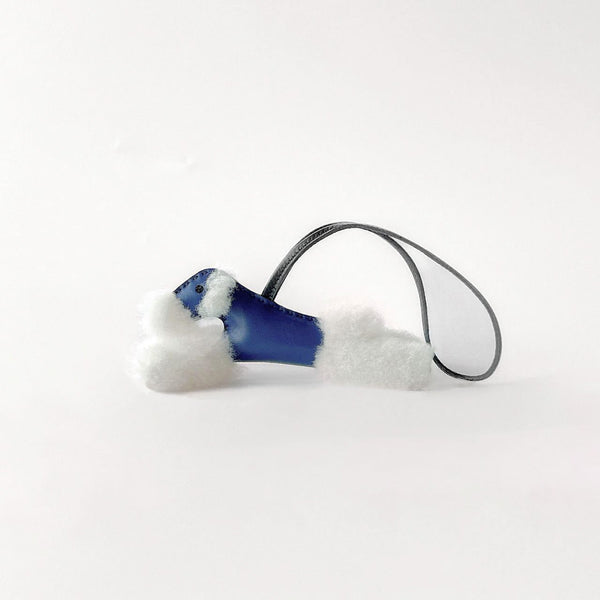 Hermes Budy Charm In Navy Blue | Merino Shearling And Leather, Bleu Saphir - Found Fashion