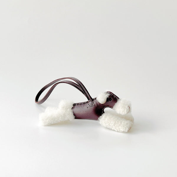 Hermes Budy Charm In Rouge Sellier | Merino Shearling And Leather - Found Fashion