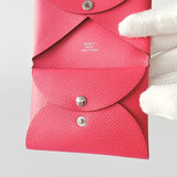 Hermes Calvi Duo Compact Card Holder In Rose Extreme Epsom Leather - Found Fashion
