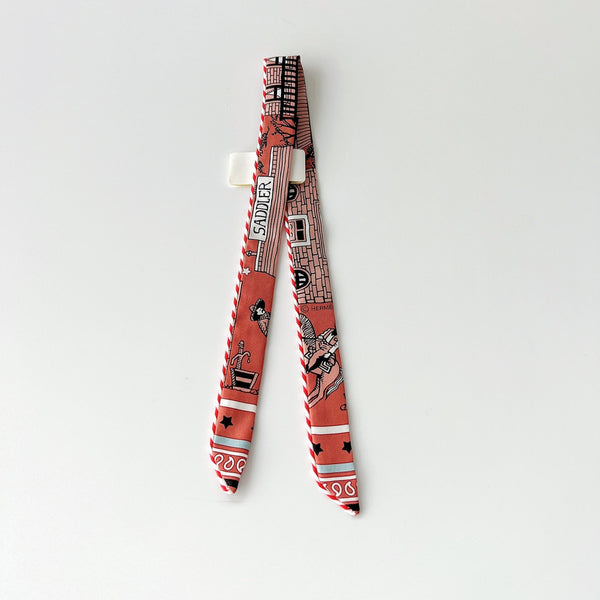 Hermes Candy Doll Mini Twilly In Blush Red, Blue & Black - Found Fashion