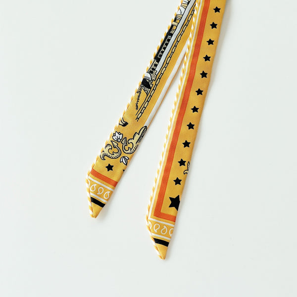 Hermes Candy Doll Mini Twilly In Yellow, Caramel And Black - Found Fashion