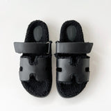 Hermes Chypre Fur Sandal | Woolskin Black | Size 42 - Found Fashion