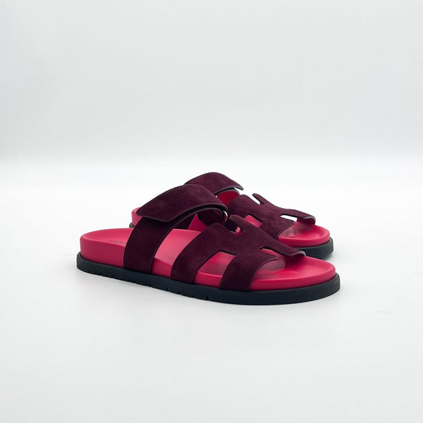 Hermès Chypre Sandal - Rouge Marsala - Found Fashion